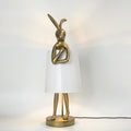 NorDiem Cute Rabbit Animal Table Lamp,Big Size 25.6", Gold Resin Bunny Decor LED Desk Light,White Linen Shade,Home Eye Protection Lamp Office Study Bedside Small Bunny Light (25.6" White Shade)