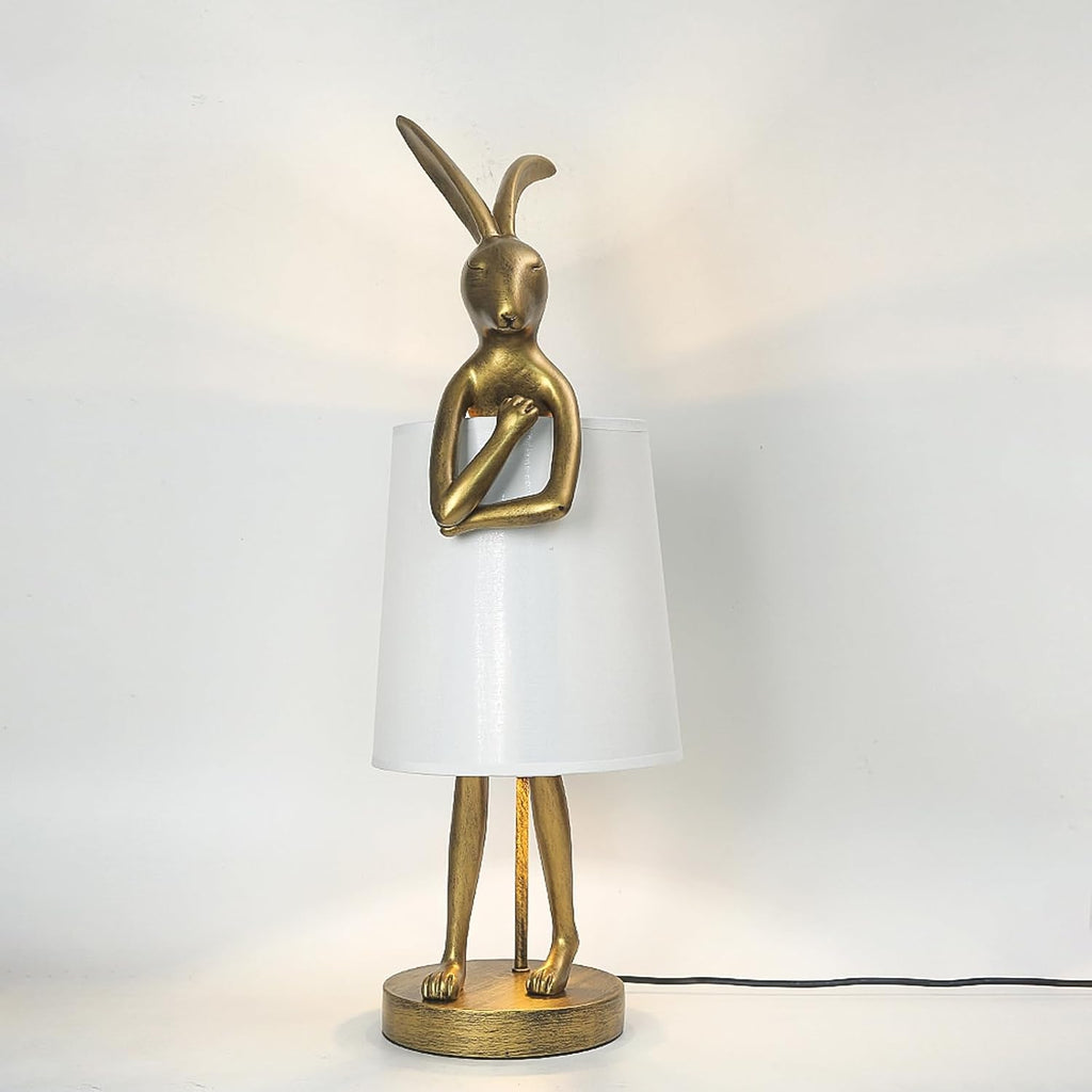 Resin Bunny Table Lamp 20" H White Fabric Shade LED Bedroom Study