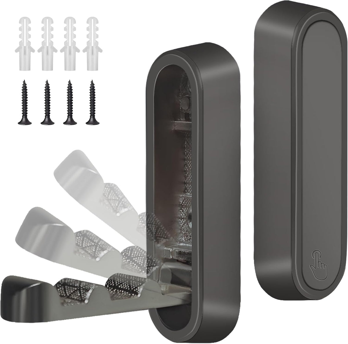 2PCS Foldable Wall Hooks, Heavy Duty Zinc Alloy Folding Wall Hooks,Folding Coat Hooks, Flip Down Hook for Hanging Coats, Bags, Hats, Cooking Utensil, Bathrobes, Keys (Black)