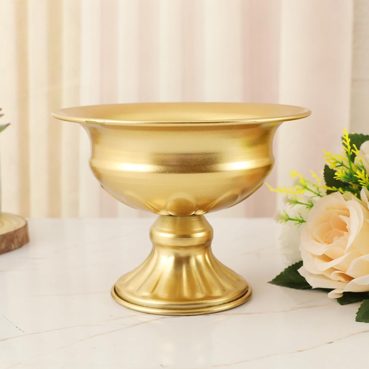 8Pcs Gold Compote Vases for Centerpieces, 4.7in Small Flower Vases