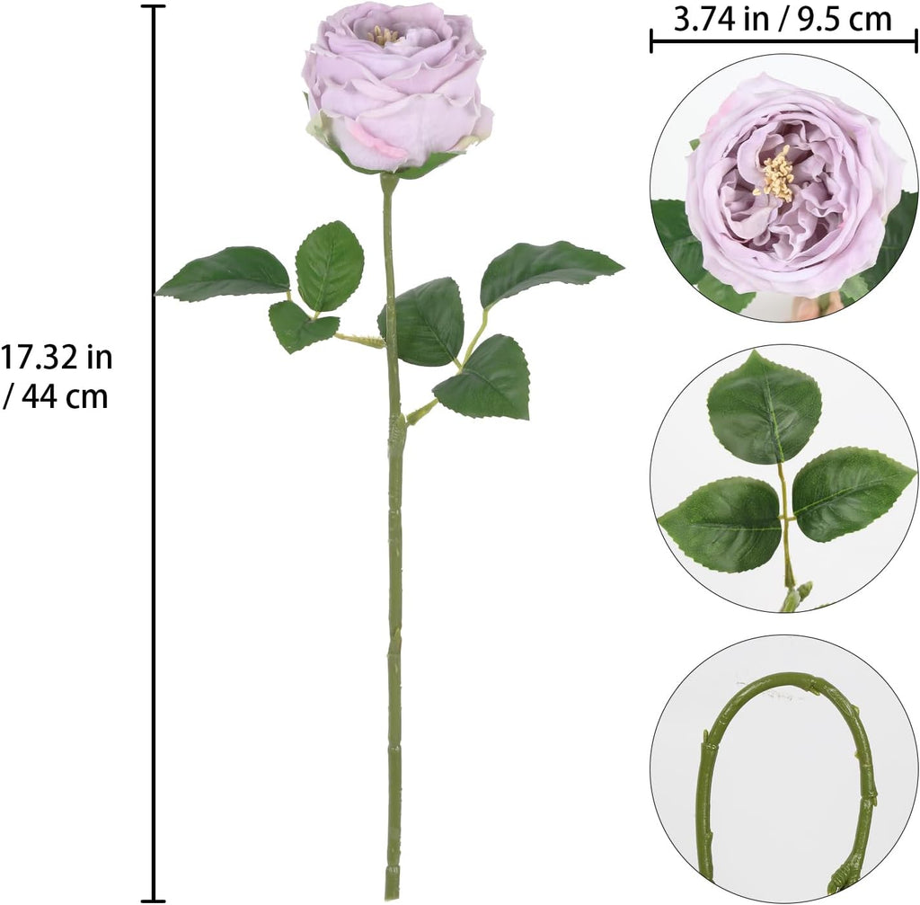 IPOPU 5PCS Light Purple Roses Artificial Flowers Real Touch Peonies with Stem for Wedding Bouquet Party Home Decor (Light Purple)