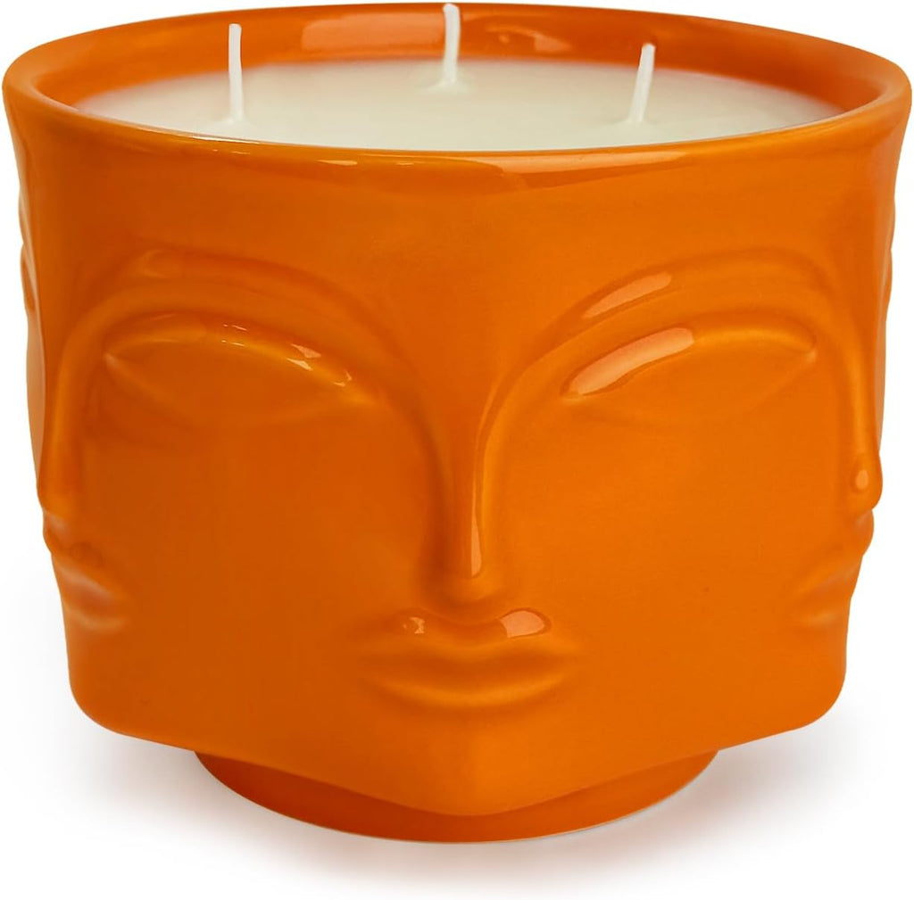 Strong Pumpkin 3 Wick Orange Large Candle, 20oz, Ceramic, Outdoor Scented Candles, 100% Soy, for Home Scented, Yoga, Meditation, Patio, Table Decor, Beautiful Candle Jars