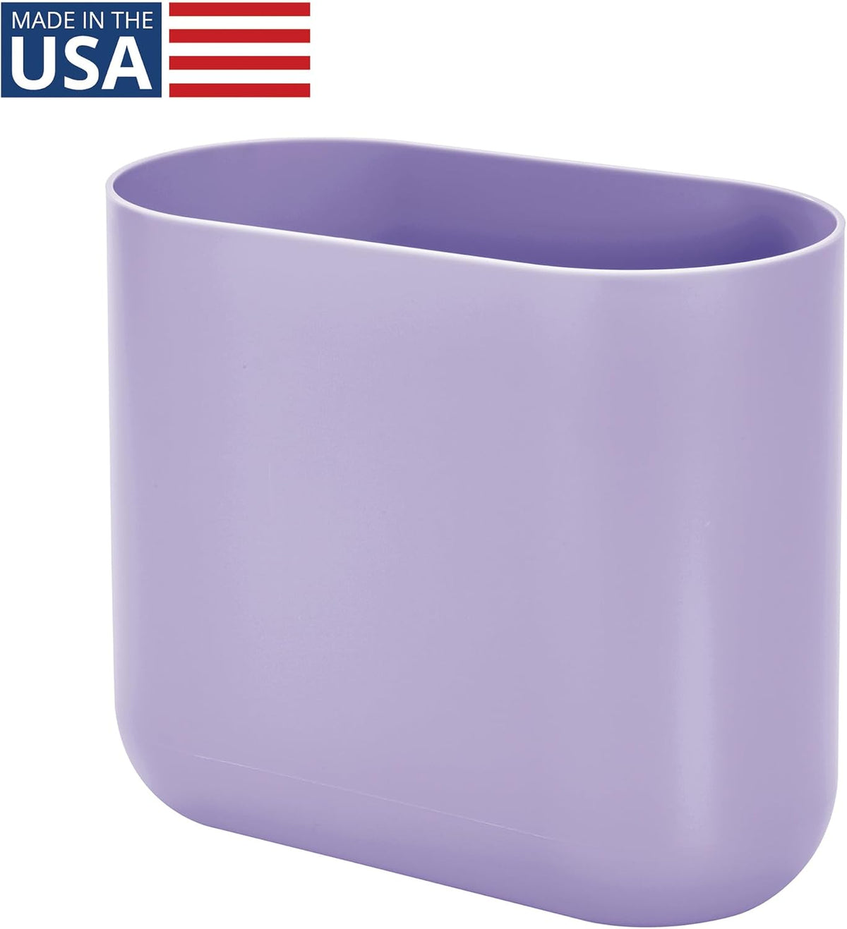 iDesign Small Slim Plastic Bathroom Trash Can, Purple, 10.56" x 5.5" x 9.77" high (Pack of 2)