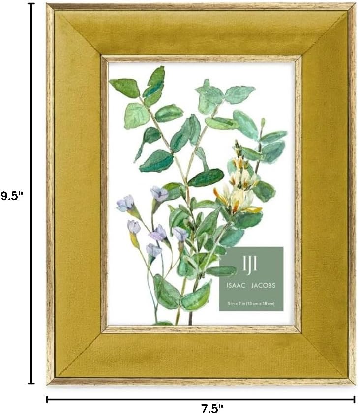Isaac Jacobs 5x7 Mustard Velvet Picture Frame w/Metallic Gold Double Border