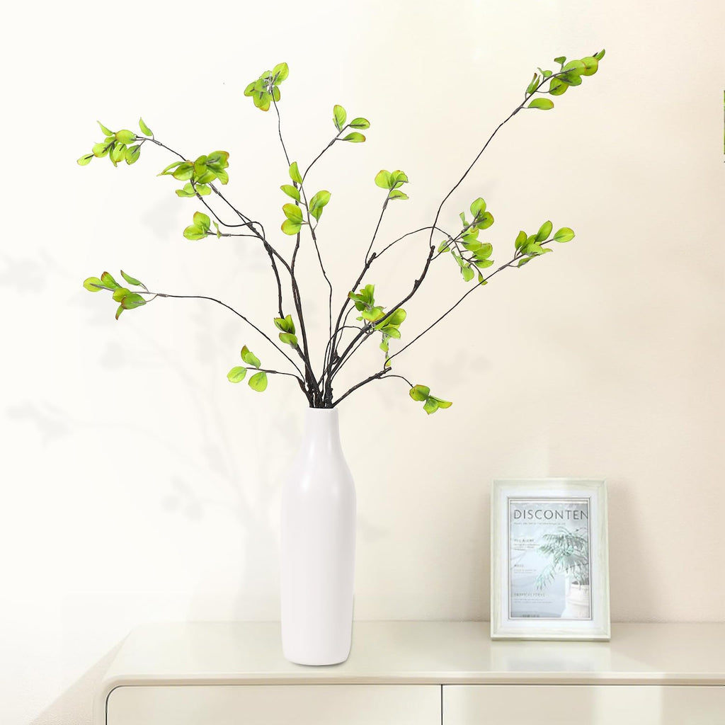 5Pcs Artificial Ficus Branches with Vases, Faux Eucalyptus Greenery Stems in Flower Vase,Fake Eucalyptus Plant for Home Bathroom Living Room Decor,Centerpiece Table Decoration