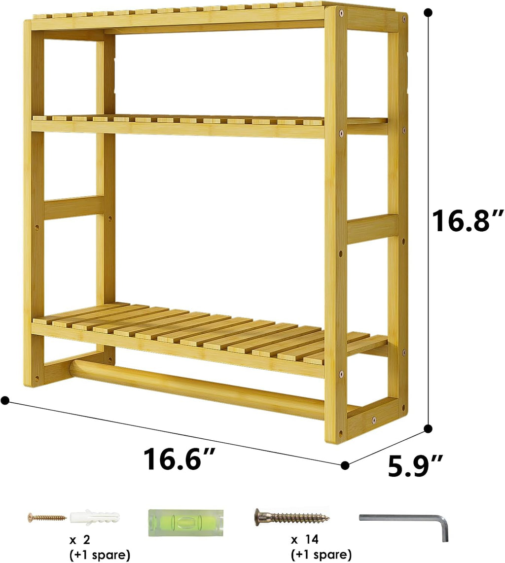 Galood Over The Toilet Storage Bathroom Shelves Wall Mounted 3 Tier Yellow