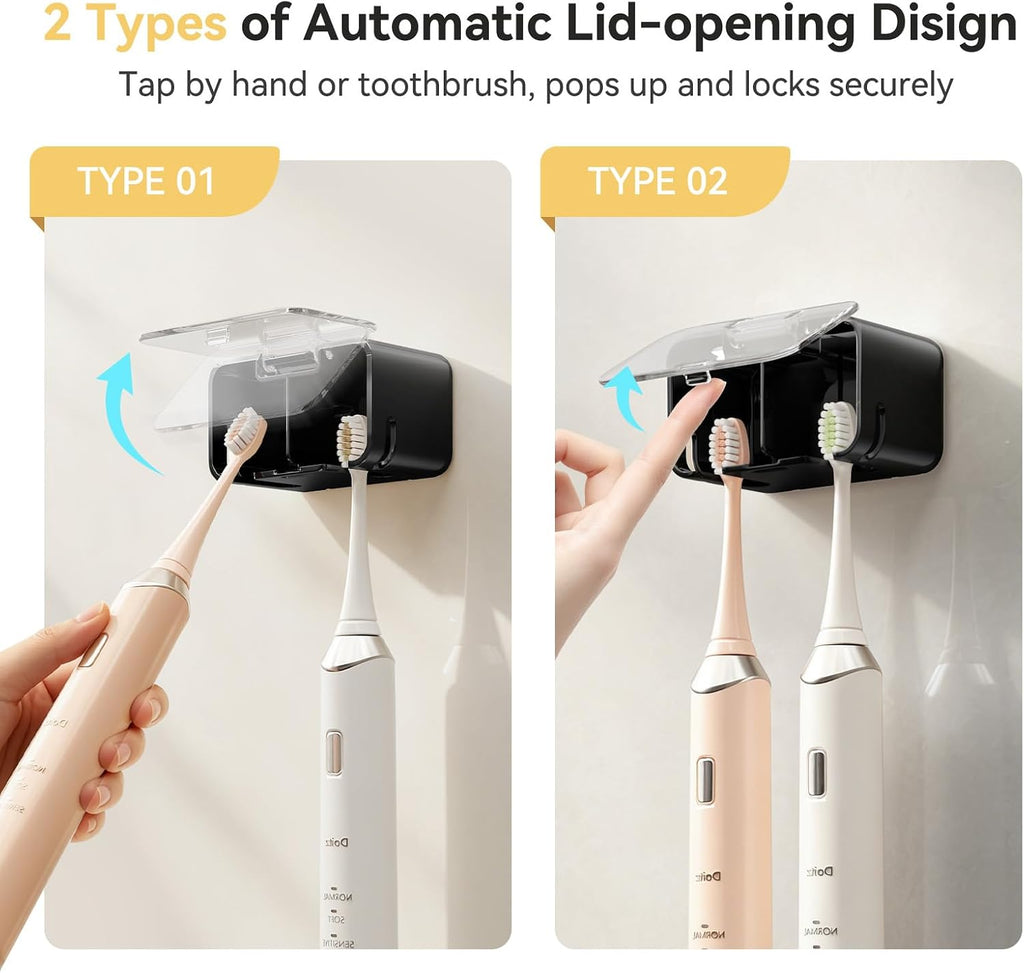 MOPMS Toothbrush Holders for Bathrooms with 2 Slot Independent Compartment