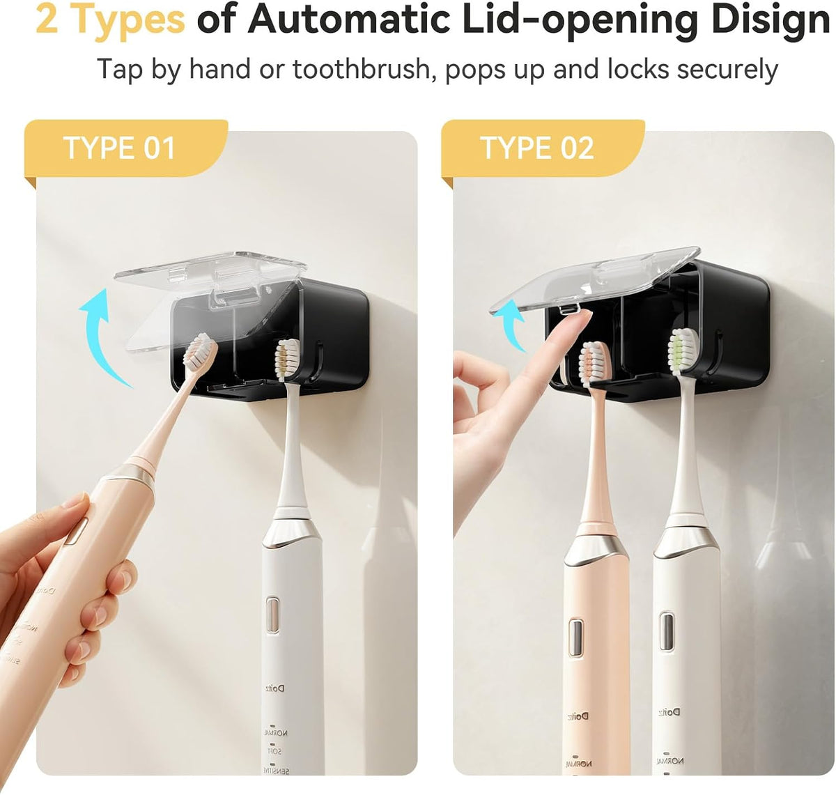 MOPMS Toothbrush Holders for Bathrooms with 2 Slot Independent Compartment