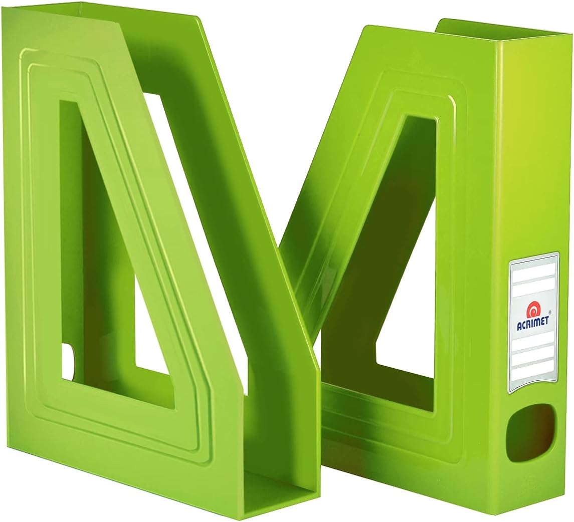Acrimet Magazine File Holder, Vertical Desk Organizer, Green Citrus, 2 Pack