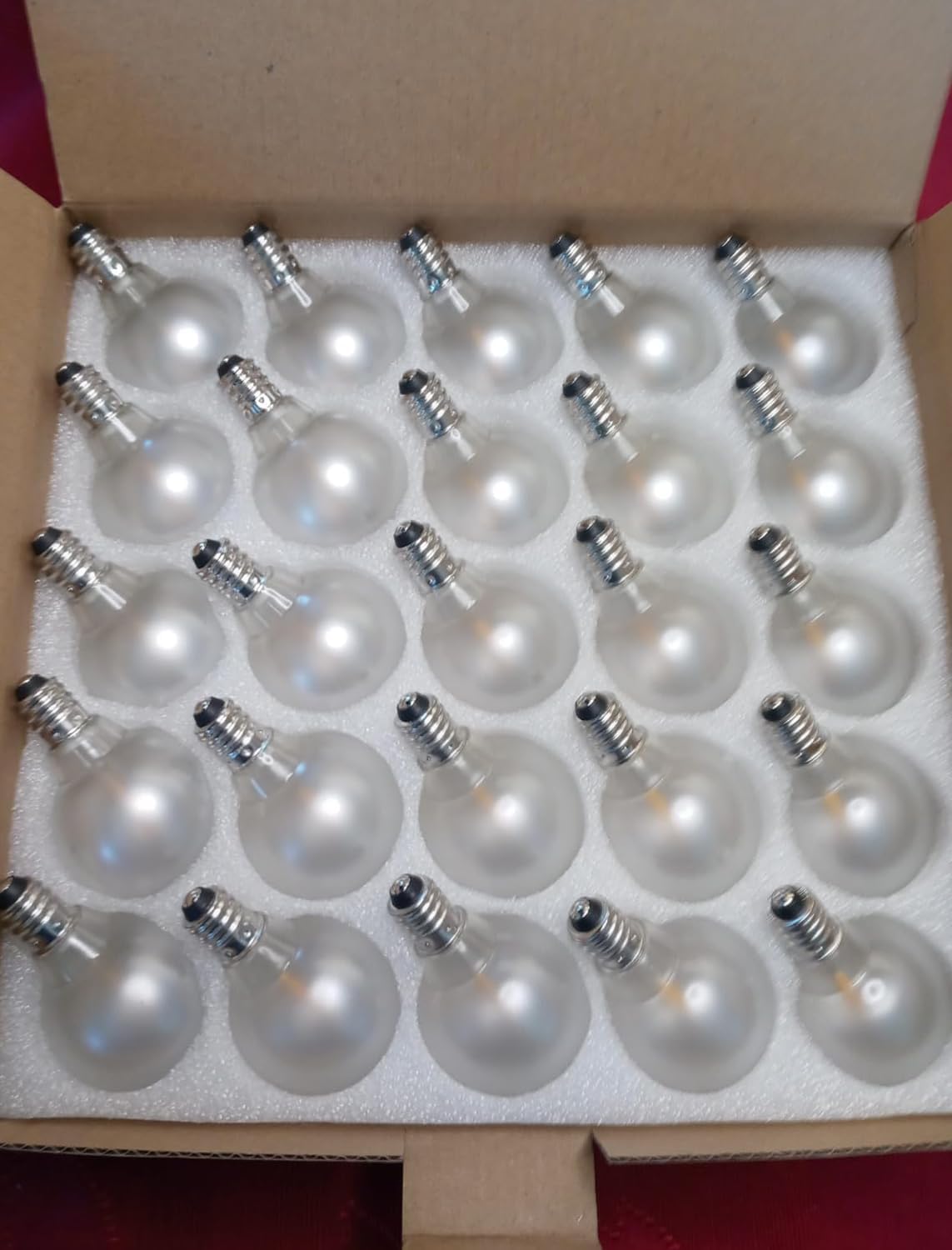 25Pack G40 LED Replacement Light Bulbs, 0.6W Frosted White LED Globe Bulbs for Outdoor String Light (E12 / C7 Screw Base Sockets), Warm White 2700K, Dimmable
