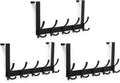 Optish Over The Door Hooks for Hanging, Over The Door Hanger, Over The Door Towel Rack for Bathroom with 5 Triple Coat Hooks, Bathroom Towel Holder Towels Hanger (Black, 3 Pack)