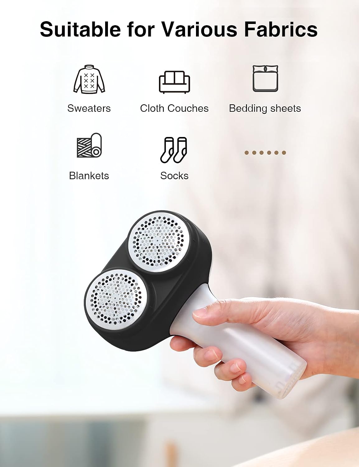 VASSON Fabric Shaver for Clothes and Furniture, Rechargeable Lint Remover