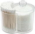 2-in-1 Cotton Swab and Cotton Round Holder with Lid, Clear