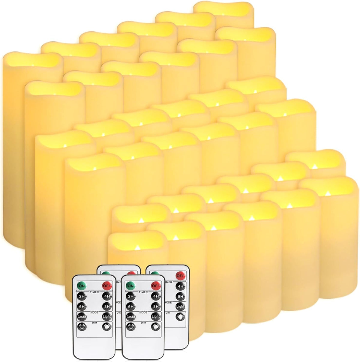 36-Pack Flickering Flameless Candles with Remote Control - LED Fake Candle Perfect for Wedding,Outdoor,Table,Halloween,Christmas Decor - Create a Magical Ambiance Effortlessly(Three Sizes)