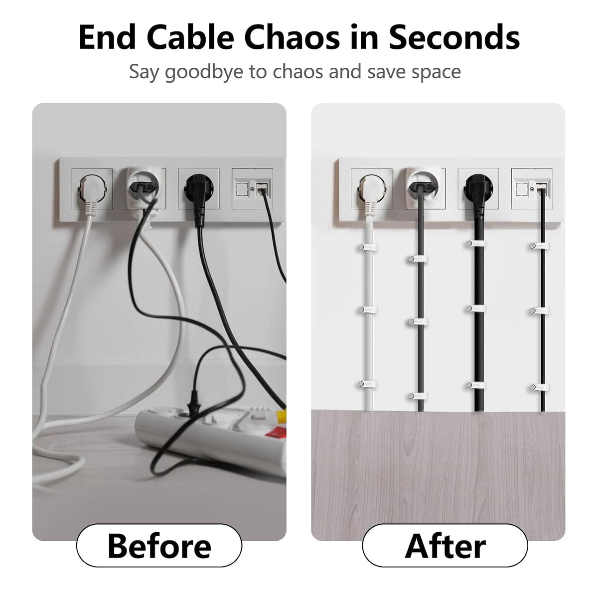 Jadaol Cable Clips 100Pcs 8mm Nail in Clips for Round Ethernet Cables Wall Clips Cable Tacks Electrical Wire TV Cable Speaker Wire Coax Clips Cable Nails for Cords Cat5/Cat5e/Cat6/Cat7 RJ45 Cord Clips