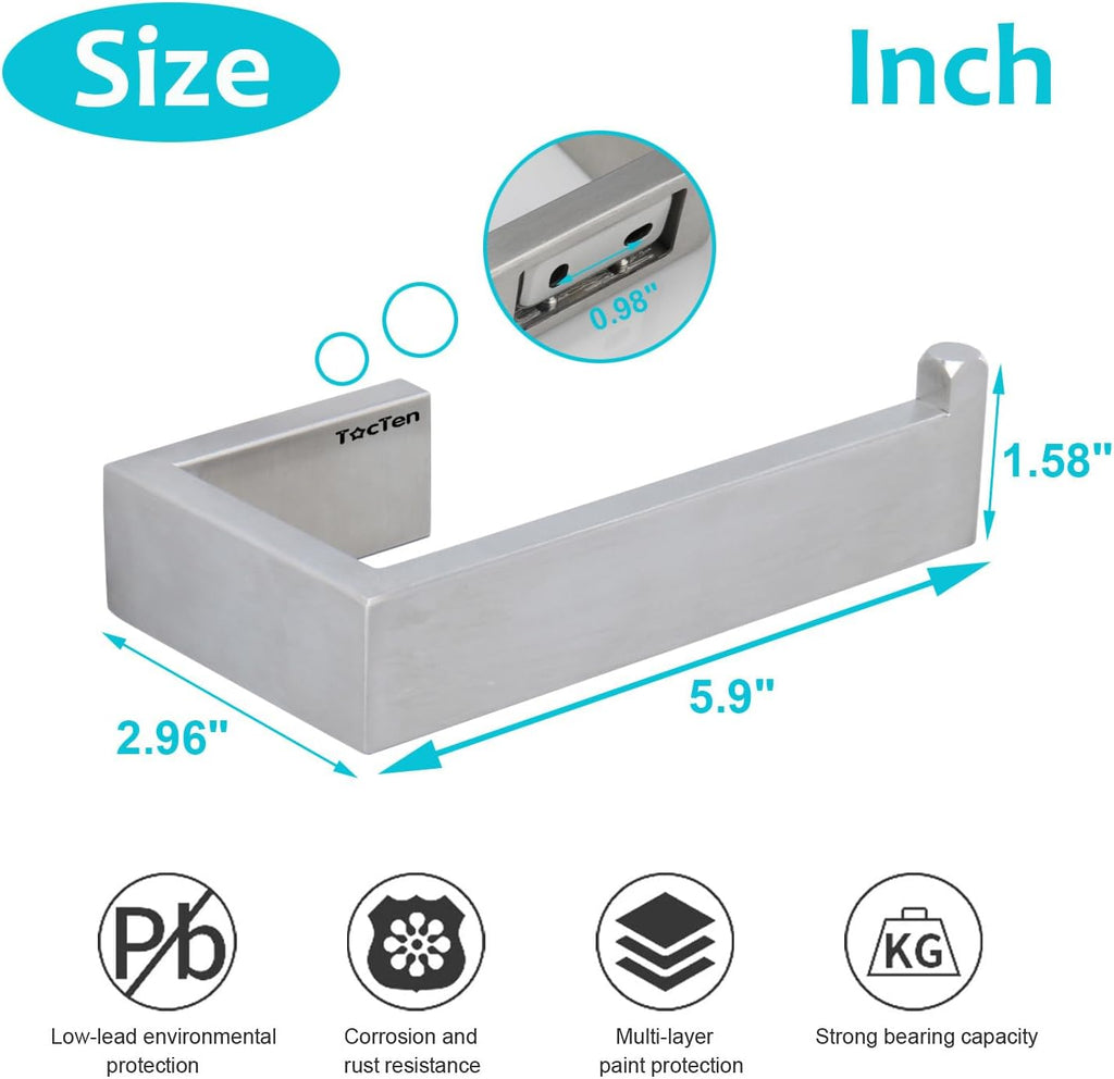 TocTen Toilet Paper Holder-Bathroom Tissue Holder Fit Big Roll Paper, Toilet Paper Roll Holder Wall Mounted Made of Thicken 304 Stainless Steel, Suitable for Bathroom, Kitchen, Office (5.9In, Brushed)