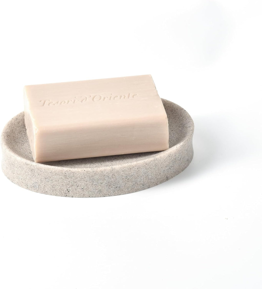 IMEEA Oval Resin Soap Dish for Bathroom Sink Stone-Look Soap Tray Holder