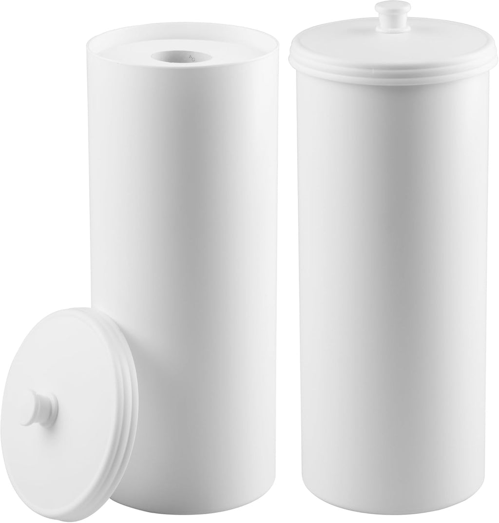 iDesign Freestanding Bathroom Toilet Paper Storage Holder, 2-Pack, White