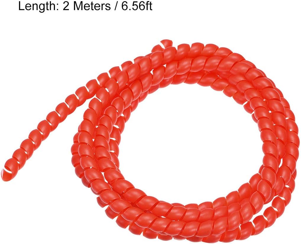 uxcell Flexible Spiral Cable Wrap Wire Cord Wraps Management Sleeve 12mm x 14mm Computer Wire Manage Cord 2 Meters Length Red
