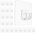Adhesive Wall Hooks, 22 lb Max, Heavy-Duty Hold, No Drill, 20 Pack