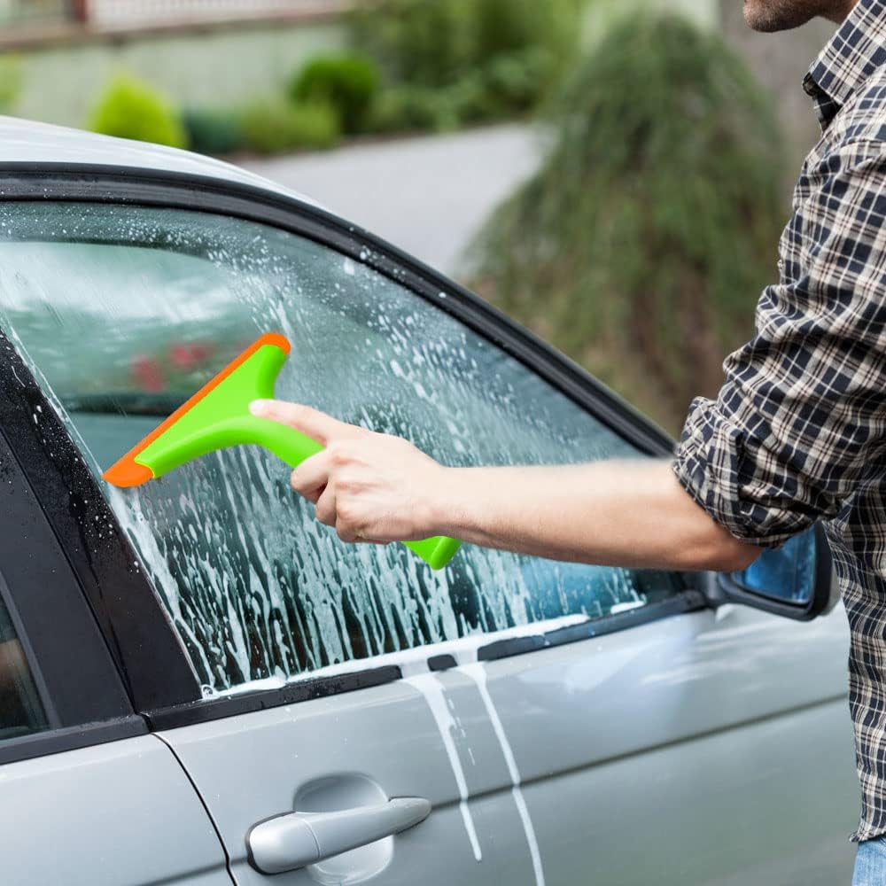 3 Pcs Flexible Silicone Squeegee, FineGood 5.9” Blade Window Squeegee Shower Squeegee for Glass Doors, Car Windshield, Mirror, Window