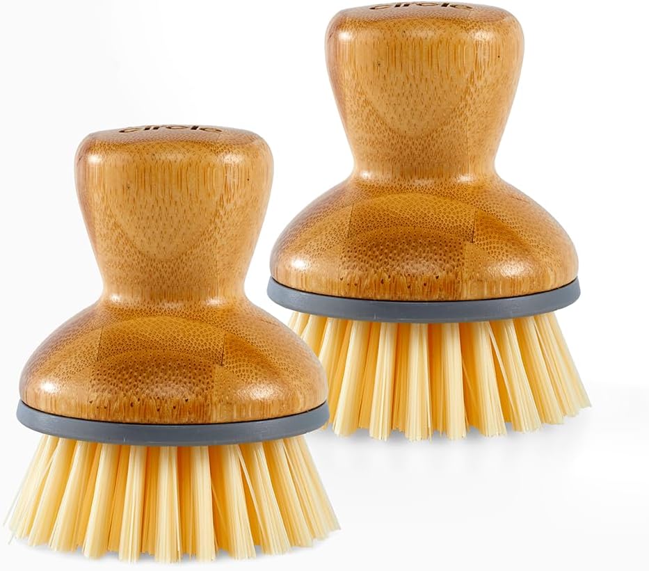 Full Circle Bubbly Palm Brush, Dish Scrub Brush for Nonstick, Gray