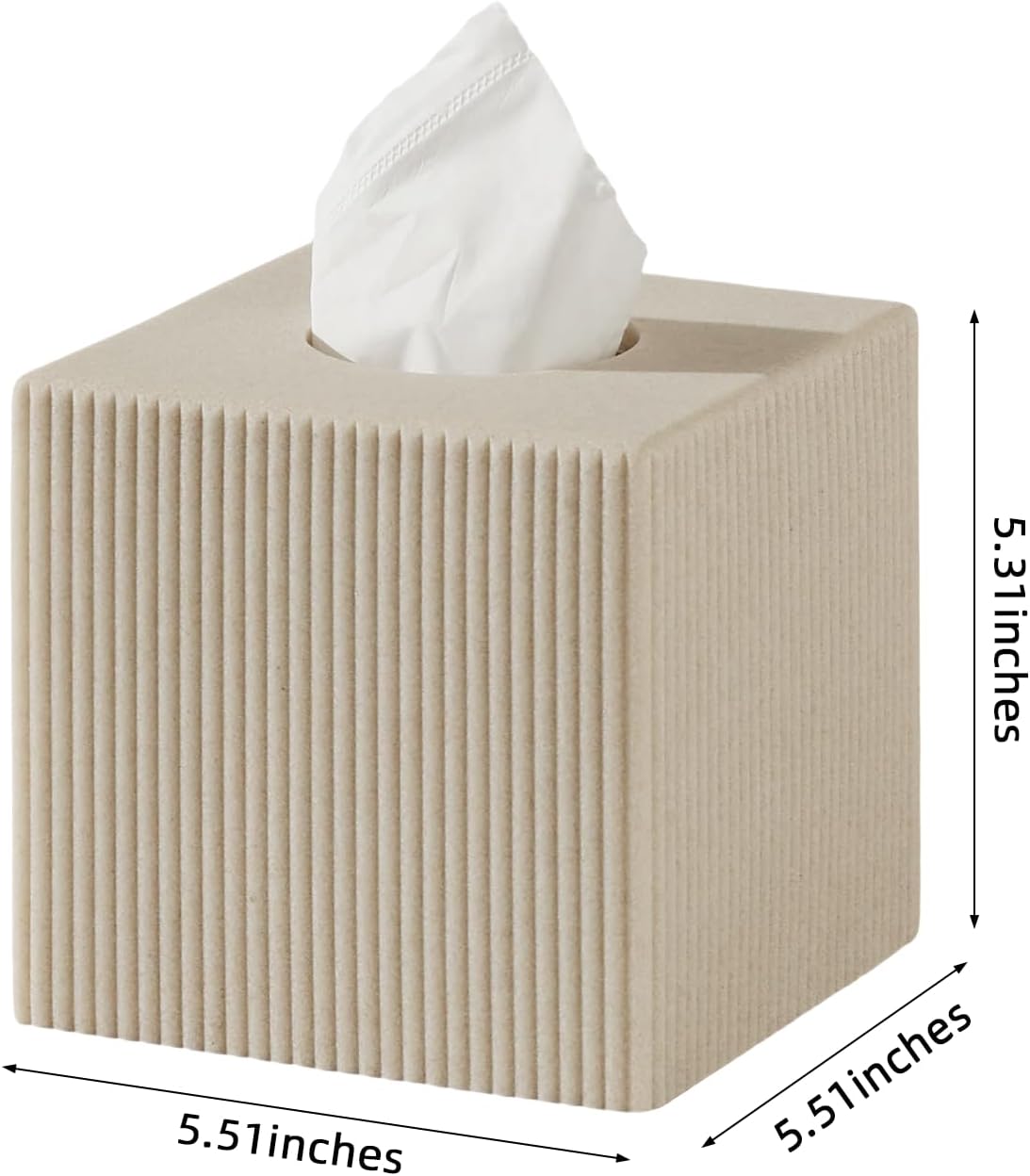 Tissue Box Cover Square,Facial Tissue Holder,Pinstripe Beige