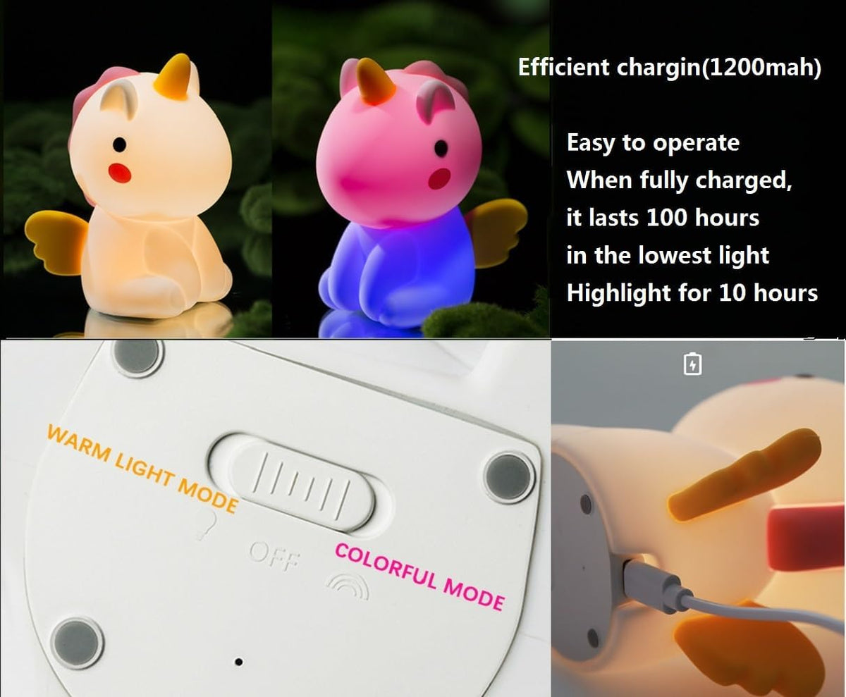 Unicorn Night Light,Rechargeable Table Lamp Bedside Lamp with 7 Colors