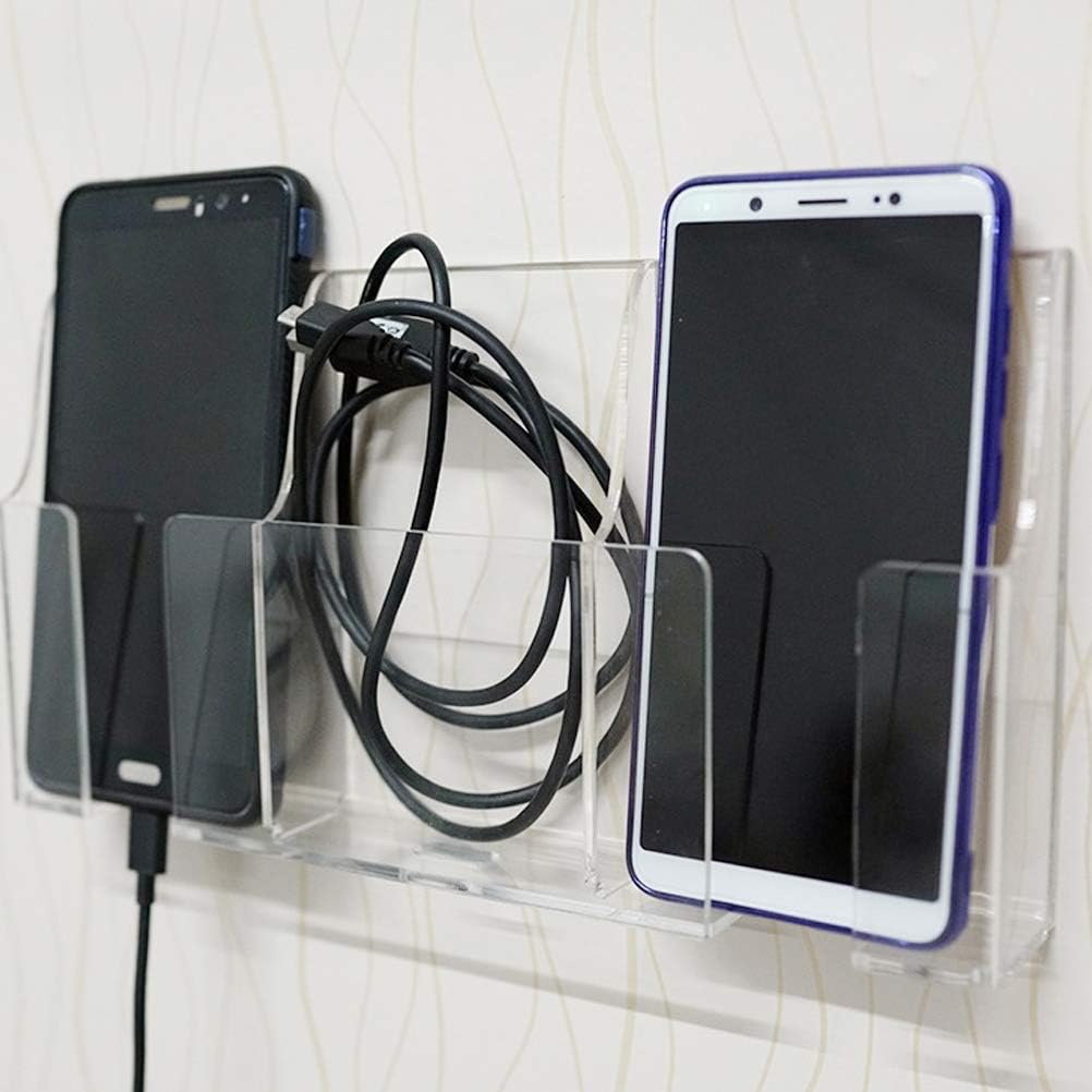 Media Organizer Storage Box Wall Mount Phone Holder (Three Grid)
