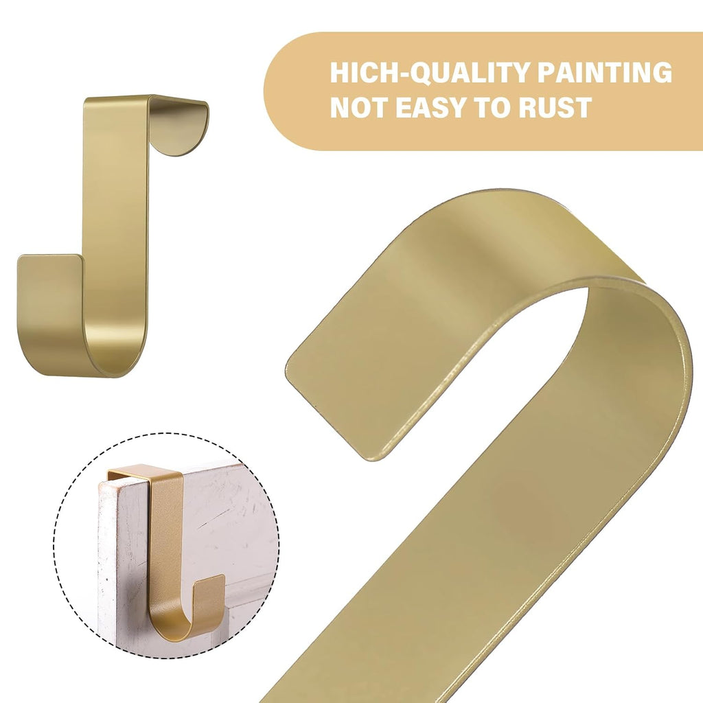 Hotop 12 Pcs Over Door Hooks for Hanging Metal Z Shaped 1 Inch, Gold