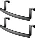 mDesign Steel Over Door Curved Towel Bar Storage, Hanger for Cabinet or Cupboard, Holder Rack for Kitchen, Bathroom - Holds Hand/Dish Towels, Washcloths - Spira Collection - 2 Pack - Black