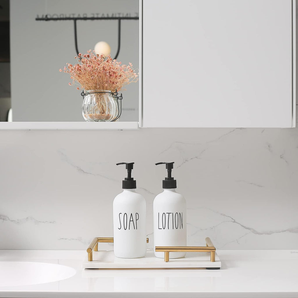 MOMEEMO White Soap Dispenser Bathroom Set