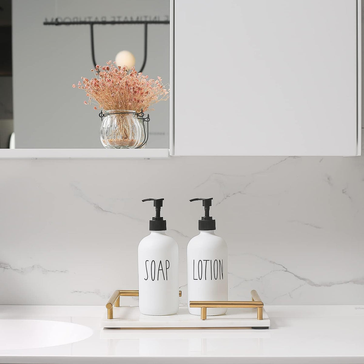MOMEEMO White Soap Dispenser Bathroom Set