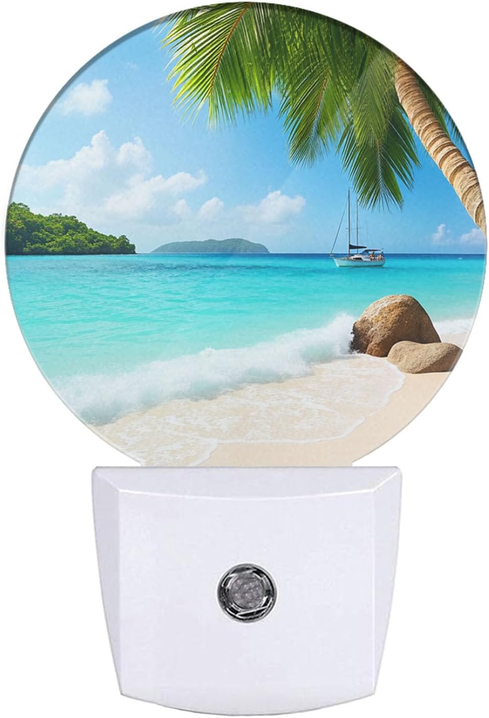 EKOBLA Palm Tree and Beach Night Light, Plug in Wall Light with Sensor