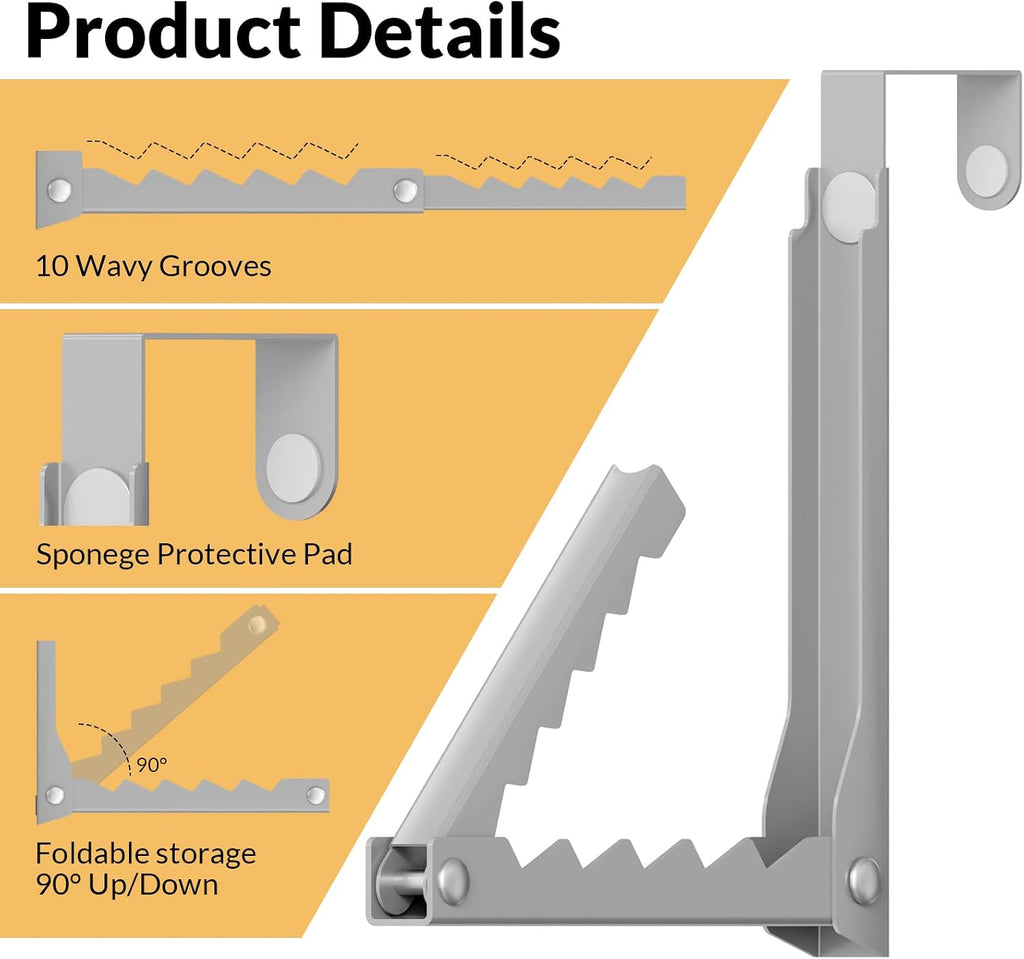 Over The Door Folding Clothes Hanger Rack, Collapsible Door Organizer with 10 Slots, Space Saving Hanger Holder for Laundry Room, Bedroom, Bathroom, Closet, Dorm, Fits Doors Up to 1.8 Inch