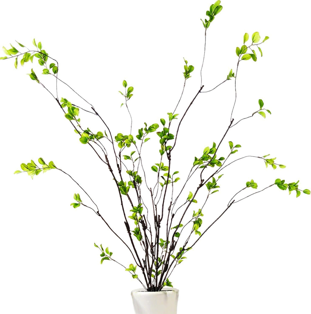 Tinsow 4 Artificial Ficus Branches 47 Inch Tall Faux Eucalyptus Stems, Realistic Fake Greenery for Vase Fillers, Centerpieces and Home Decor, Lifelike Leaves and Stems for Elegant Displays
