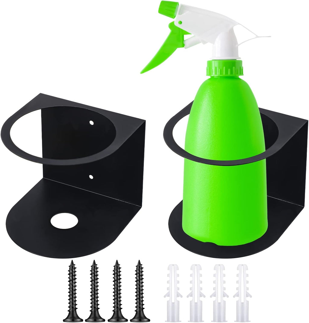 Gerrii 2 Pcs Spray Bottle Holder Wall Mount Stainless Steel Holder, Black