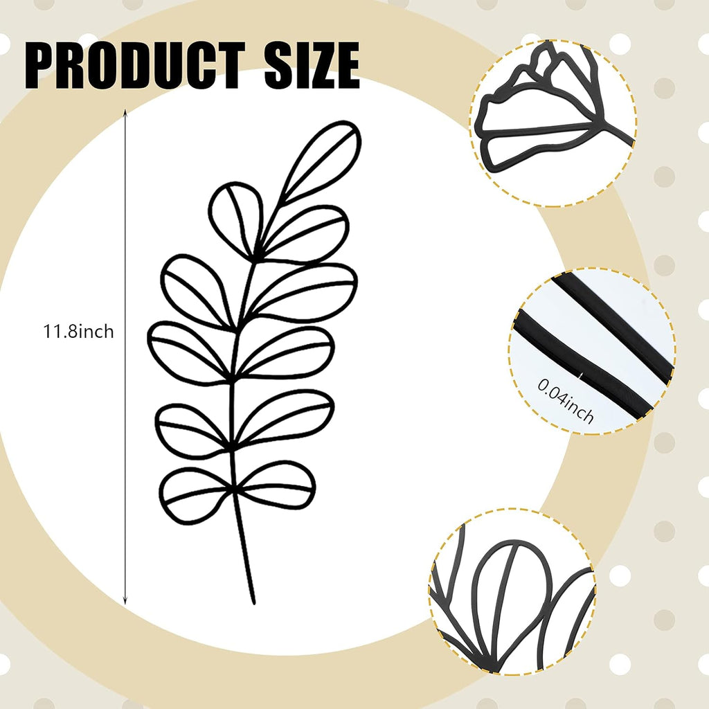 Moxweyeni 6 Pieces Metal Wall Art Minimalist Line Decor Flower Black
