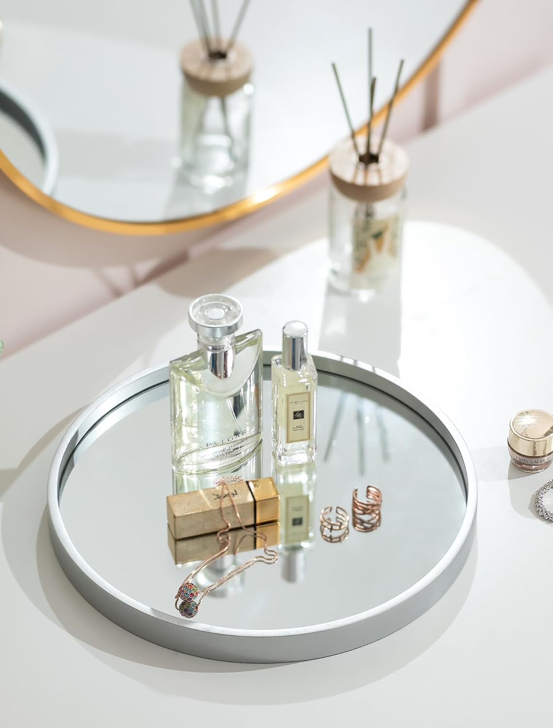 Hanobe Vanity Trays for Bathroom Perfume Trays for Dresser Sliver