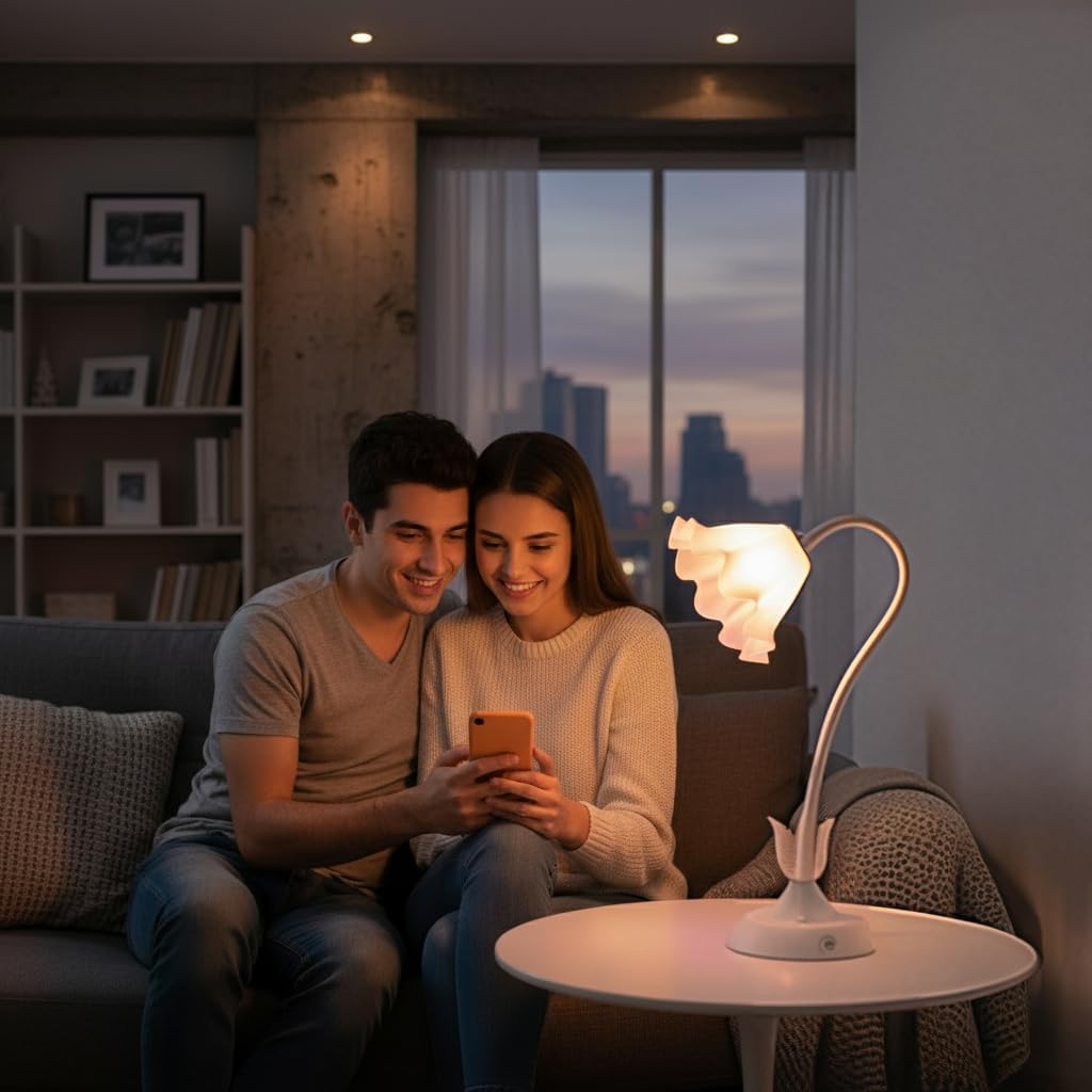 Cordless Flower Table Lamp White, Valentine‘s Gift, 5200-mAh Rechargeable Touch Lamp, 3-Way Dimmable, Build-in Integrated LED 320 Lumen Max, for Nightstand Bedroom Living Room