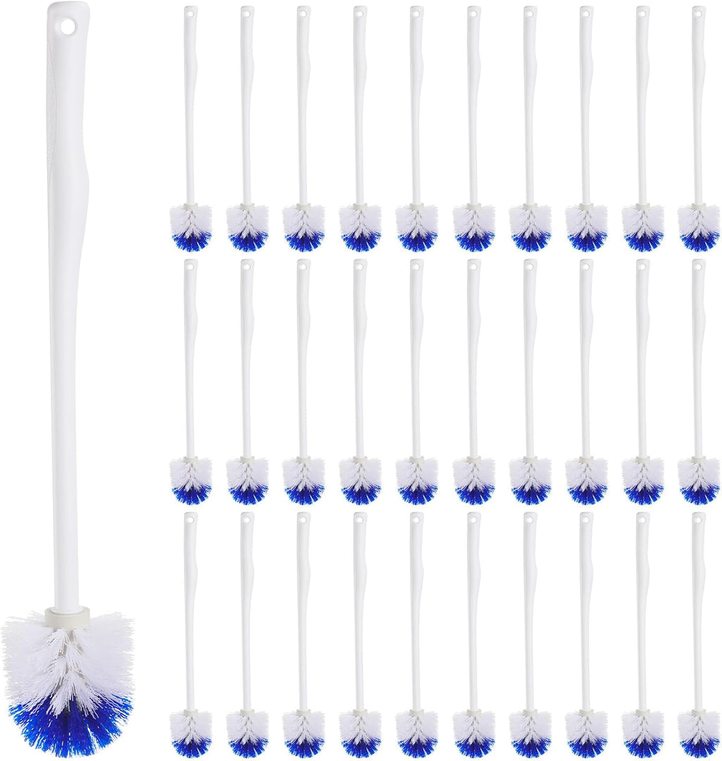 Willinglong 30 Pcs Toilet Bowl Brush 18.5 Inch Plastic Handle,Blue, White