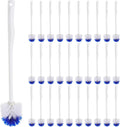 Willinglong 30 Pcs Toilet Bowl Brush 18.5 Inch Plastic Handle,Blue, White