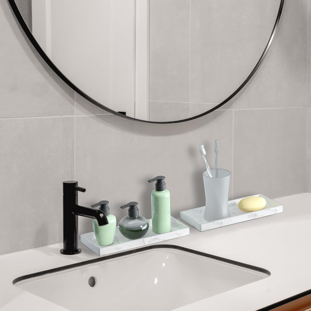 2 Pack Silicone Bathroom Vanity Tray Large 11.8"