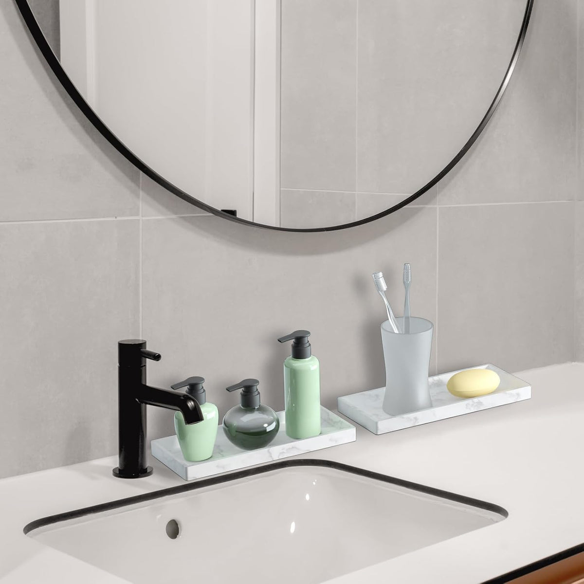 2 Pack Silicone Bathroom Vanity Tray Large 11.8"