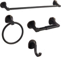 BGL 4 Piece ORB Bathroom Hardware Set - Wall Mounted Bathroom Accessories Set with Towel Bar, Towel Ring, Toilet Paper Holder, Robe Hook - Rustproof Bathroom Towel Bar Set