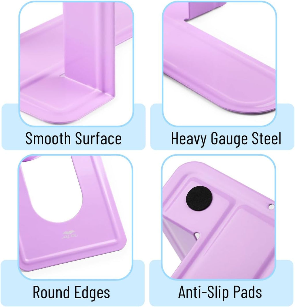 Mr. Pen- Book Ends, 4 Pack, Purple, Heavy Duty Metal Bookends for Shelves