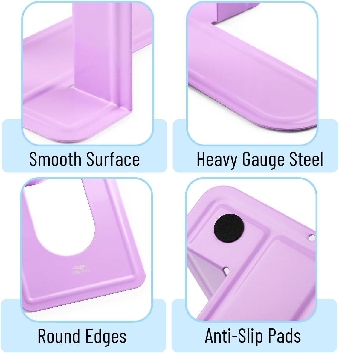 Mr. Pen- Book Ends, 4 Pack, Purple, Heavy Duty Metal Bookends for Shelves