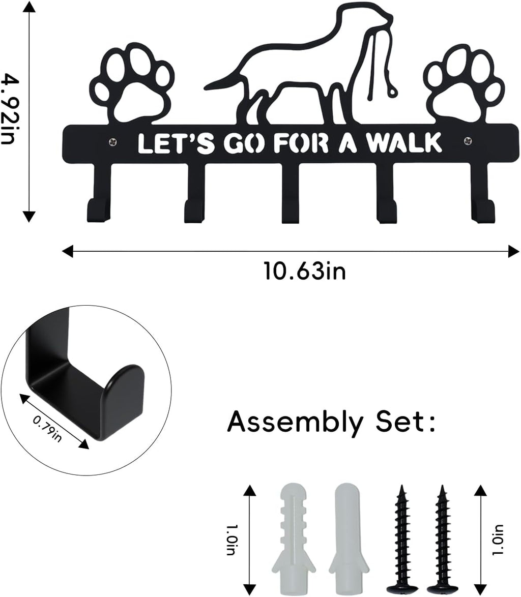 Key Holder Wall Mounted with Screws and Anchors, Black Multifunctional Key Hanger with 5 Hooks, Entryway Front Door Kitchen Hallway Garage Office