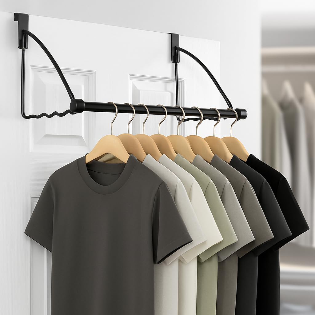 HOLDN’ STORAGE Over The Door Hanger for Clothes, Black