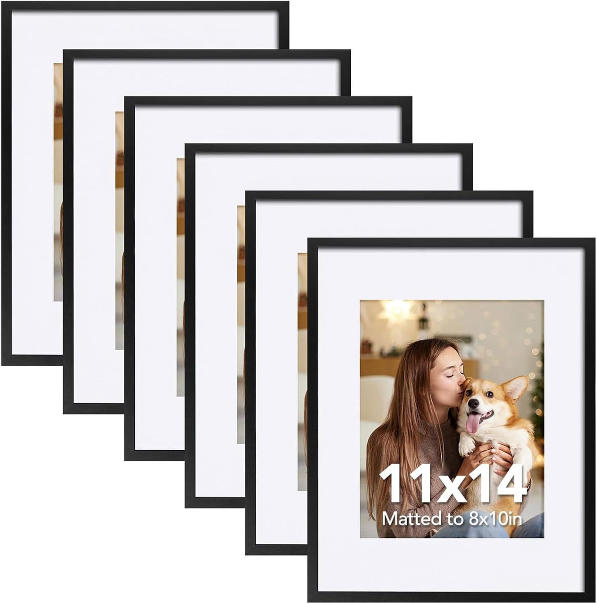 SYNTRIFIC 11x14 Poster Picture Frames Set of 6, Matted to 8x10 with Mat